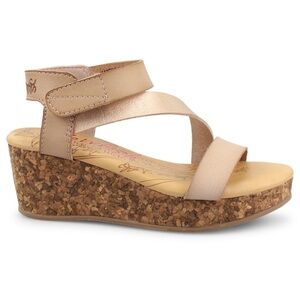 Blowfish Loverli-K Strappy Cork Wedge Sandal in Blush Dyecut Sz 5 1/2